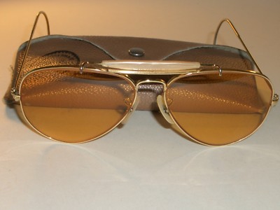 58[]14 VINTAGE B&L RAY-BAN ALL-WEATHER AMBERMATIC OUTDOORSMAN