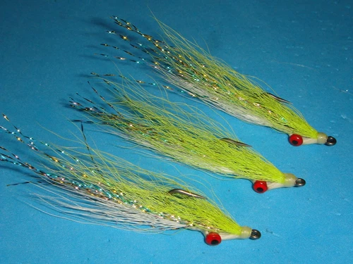 FLY FISHING FLIES - Chart/White CLOUSER DEEP MINNOW size #6 (6 Pcs.)