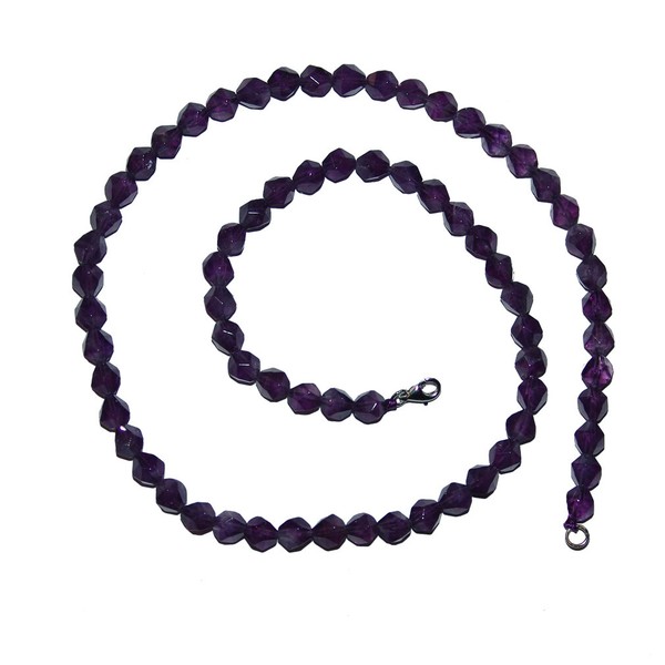 Amethyst 6 Mm Facettierte Kugel Kette Mit 925Er Silber Karabinerverschluss Ca. 4-image