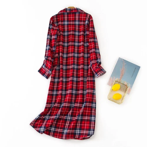 US Women's Flannel Cotton Long Sleeve Nightgown Nightwear Sleepwear/Sleep Dress - Bild 49 von 60
