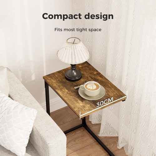C-Shaped End Table Sofa Side Table with Metal Frame Small TV Tray for Living - Picture 3 of 9