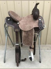 Western Leather Barrel Rough Out Horse Saddle Free Tack Set Premium Quality