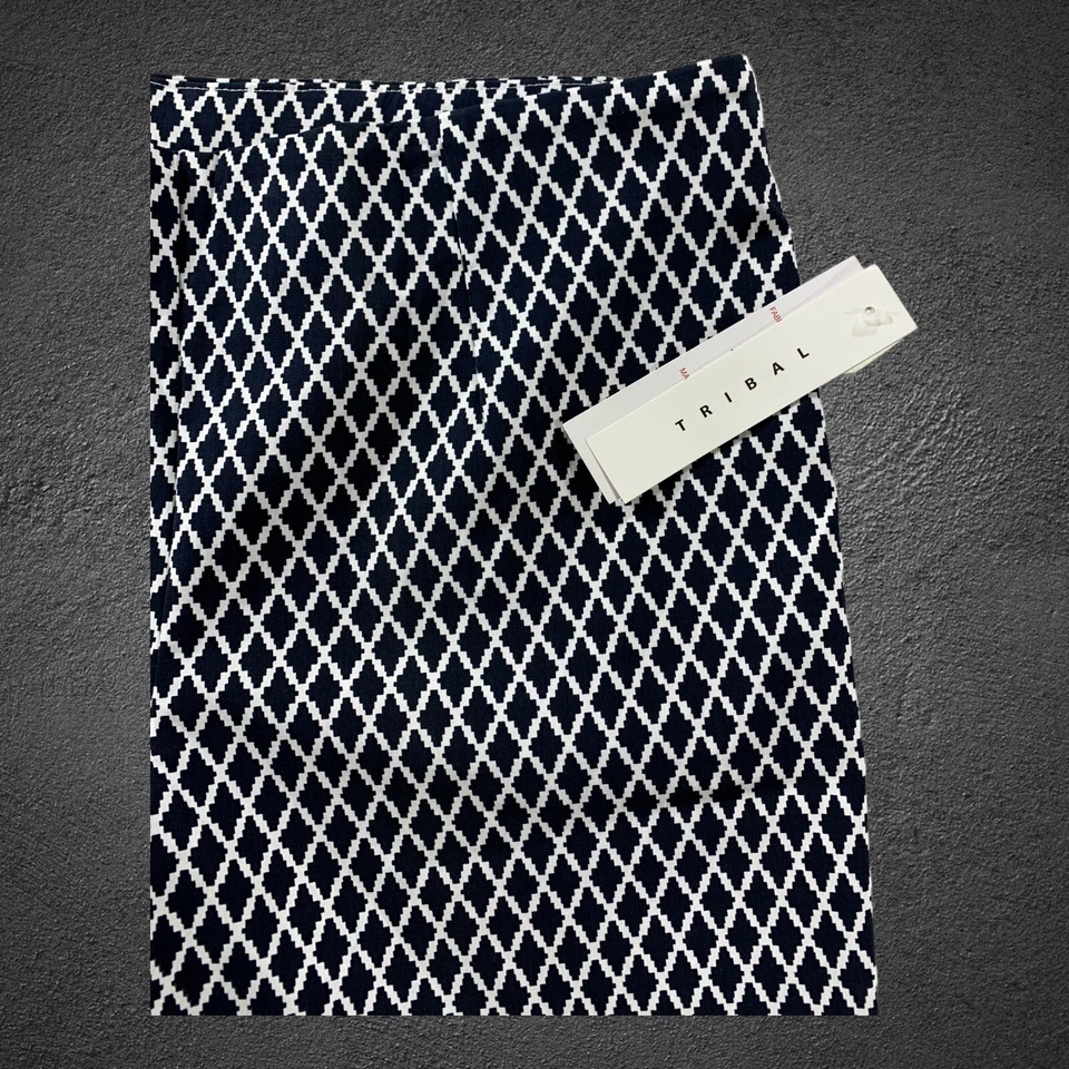 Pantalones Skimmer TRIBAL para Mujer Talla 16 Pull On Elastizados Negro Blanco Patrón Nuevos con Etiquetas Foto 3 de 4