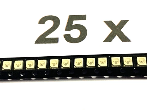 HSMS-A100-L00J1, Red 626nm, 20mA, 15mcd, 2.2V, 120°, PLCC2, AVAGO, 25 Pack