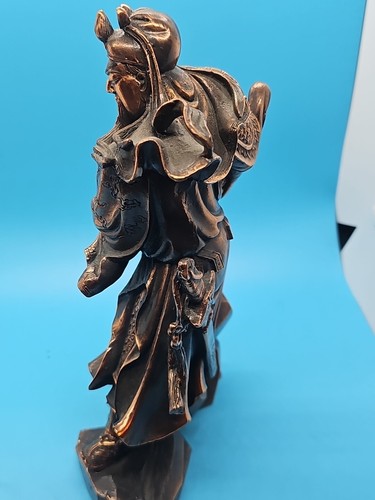 9"Chinese hero Soldier Warrior Bronze Dragon Guan Gong Guan Yu YunChang Statue - Picture 4 of 15