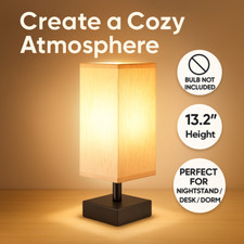 Minimalist Bedside Table Lamp for Bedroom - Small Nightstand Light with Shade