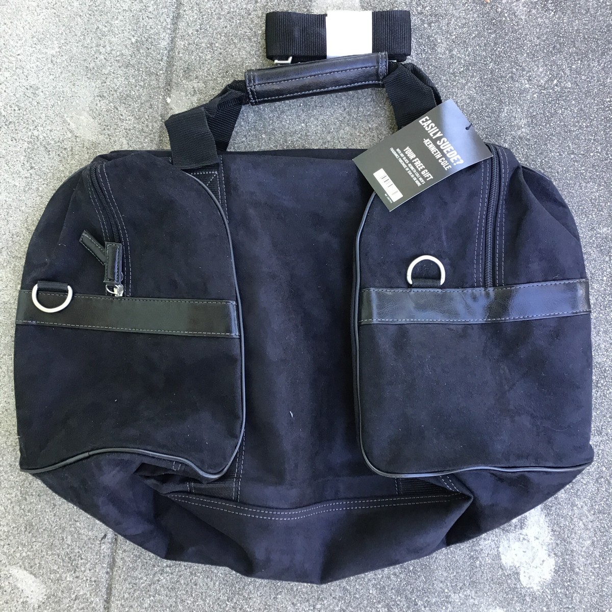 i*様 2000s KENNETH COLE Suede Bag NWT Kenneth Cole New York Suede Duffle Black Bag 20” x 10