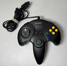 Black Retro Bit Nintendo 64 N64 Controller Slow Motjon Tested & Working