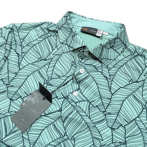 NWT Kjus Golfer Polo Seaglass Green Floral UPF 50 Comfort Fit Shirt Mens 2XL - Picture 2 of 10