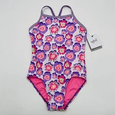 Dolfin Uglies Youth Girls Size 14 Floral Print One Piece Swimsuit DS9510 2509