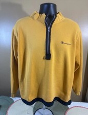 Vintage Champion USA Made Yellow 1/2 Zip Sweatshirt Men’s Size Large