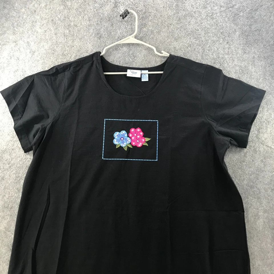 Vestido Jane Ashley Mujer 3X Bordado Corpiño Negro Algodón Cambio Cómodo Foto 3 de 4