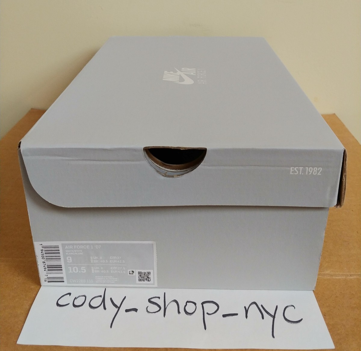 Nike Air Force 1 07 White/White Men's Retro Authentic *SHOE BOX