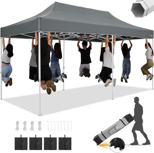 Hoteel 10x20 Heavy Duty Canopy Tent Waterproof UV 50+ Garden Gazebo w/ Sandbags - Picture 2 of 52