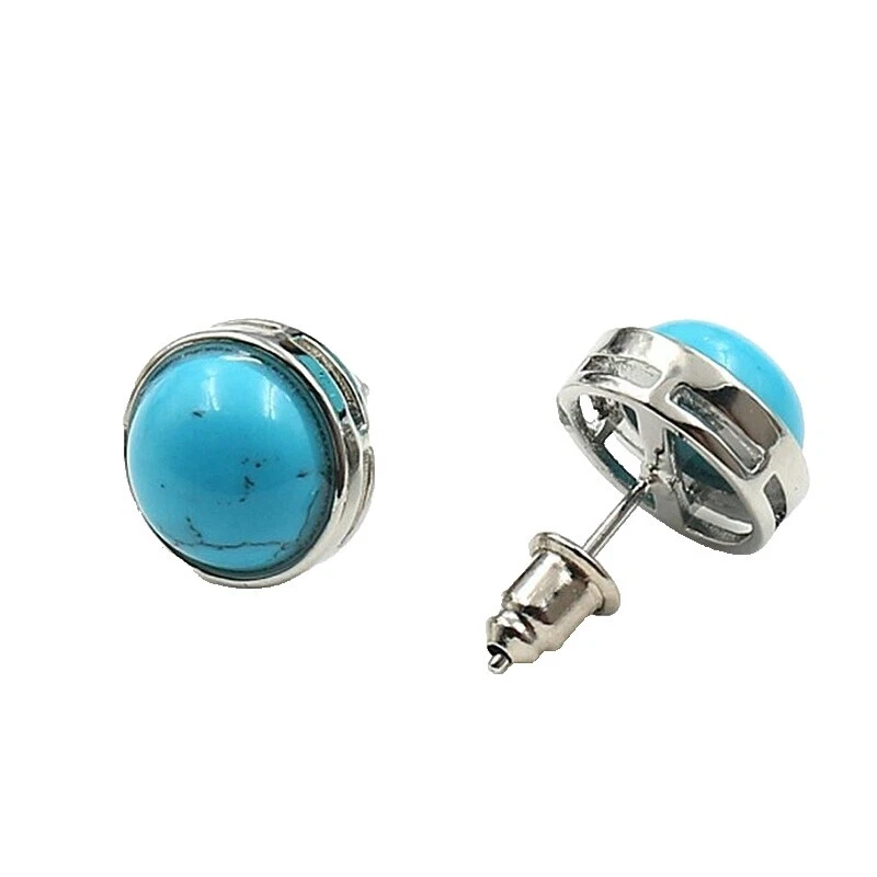 Sterling Silver Turquoise Stone Stud Fashion Earrings