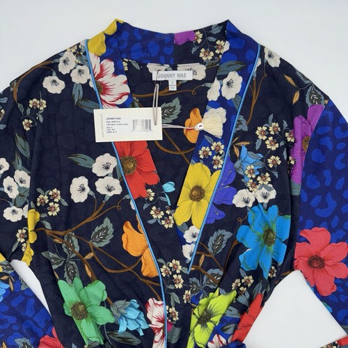 Johnny Was Archimal Short Robe Cotton Modal Soft Jersey Blue Floral Multi S;NWT - Picture 12 of 17