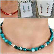 Collana donna e orecchini con madreperla,  in conchiglia,  colorata