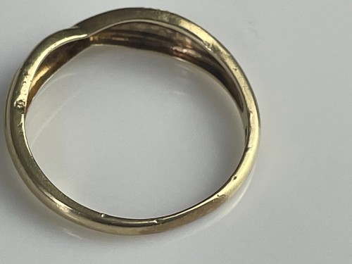 Diamond Twist Ring 9ct Gold Vintage Diamond Ring Gold Vintage Ring - Size O - 第 3/22 張圖片