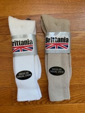 Vtg. Brittania Acrylic Socks Deadstock 1Pr. Sz. 10-13 Choice White or Stucco