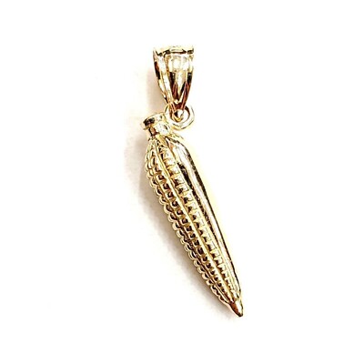 Corn maize fruit grain Charm Dog Tag Pendant 14K Yellow Gold Plated