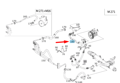 MERCEDES BENZ C Class W204 Power Steering Hose Pipe Line 