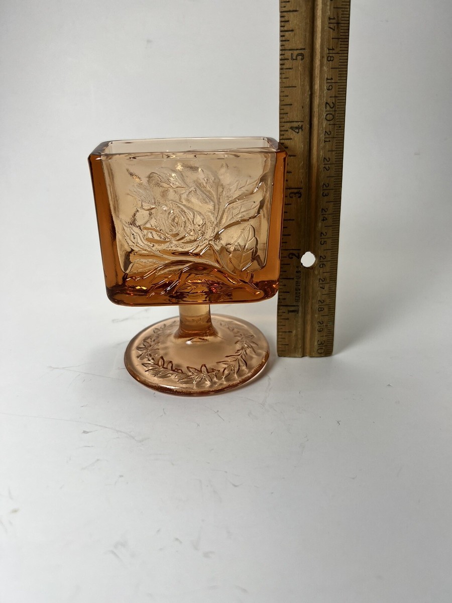 Vintage Tiara Glass Cabbage Rose Pedestal Cigarette Holder