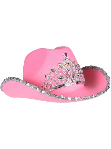 Western Express Pink Felt Cowboy Hat Gold and Elastic Band  display picture 3