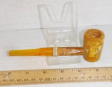Vintage Missouri Meerschaum NATURAL GOLFER Square Shank Corn Cob Pipe Unused