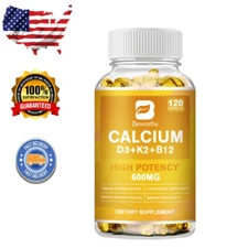 Calcium Plus Vitamin D3 K2 & Vitamin B12 Support Immune Nerve Muscle & Bone