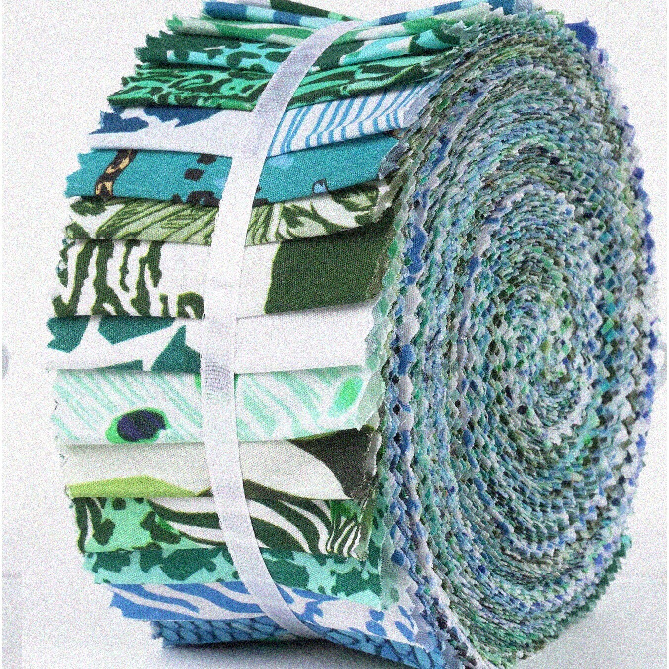 Teal Green Jungle Safari Quilt Kit with 40 Animal Print Cotton Squares