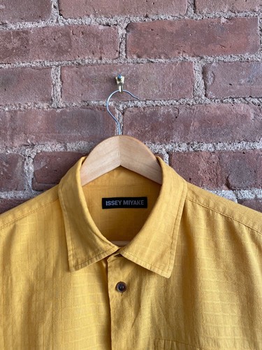 Issey Miyake Mens Shirt Sz Large, Citrus Orange 100% Cotton Jacquard Japan - Picture 2 of 11