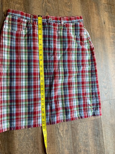 Eddie Baurer Skirt Size 12 Plaid Knee Length Pockets Front Zip 100% Cotton - Picture 4 of 11