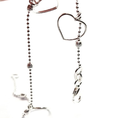 Sterling Silver Ladies Bracelet Love Heart Outline Chain Jewellery - 7.5inch - Imagen 12 de 16