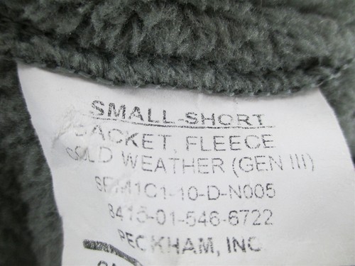 Gen 3 Level 3 Small Short Fleece Jacket Polartec Green ECWCS Army USGI - Bild 2 von 2