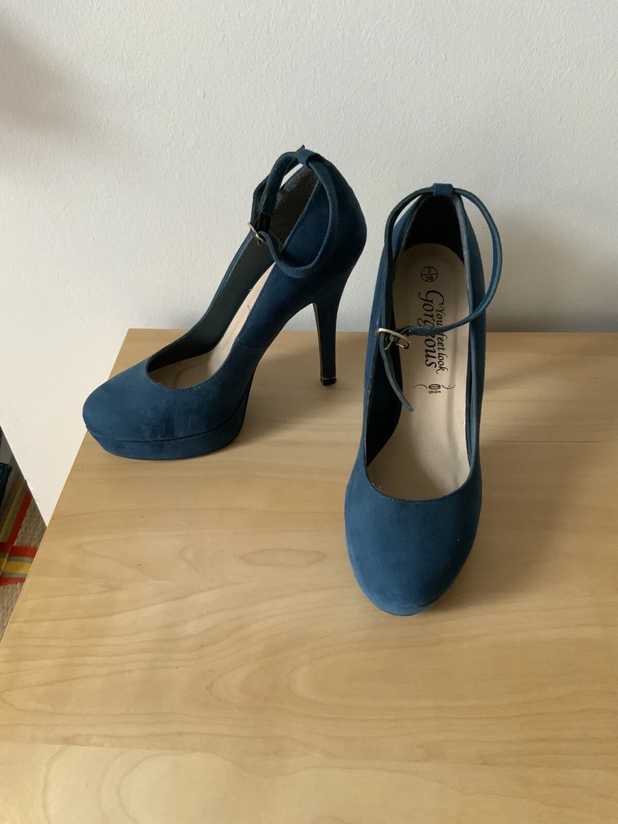 New Look Teal Platform Heeled Dress Shoes Size 3 eBay