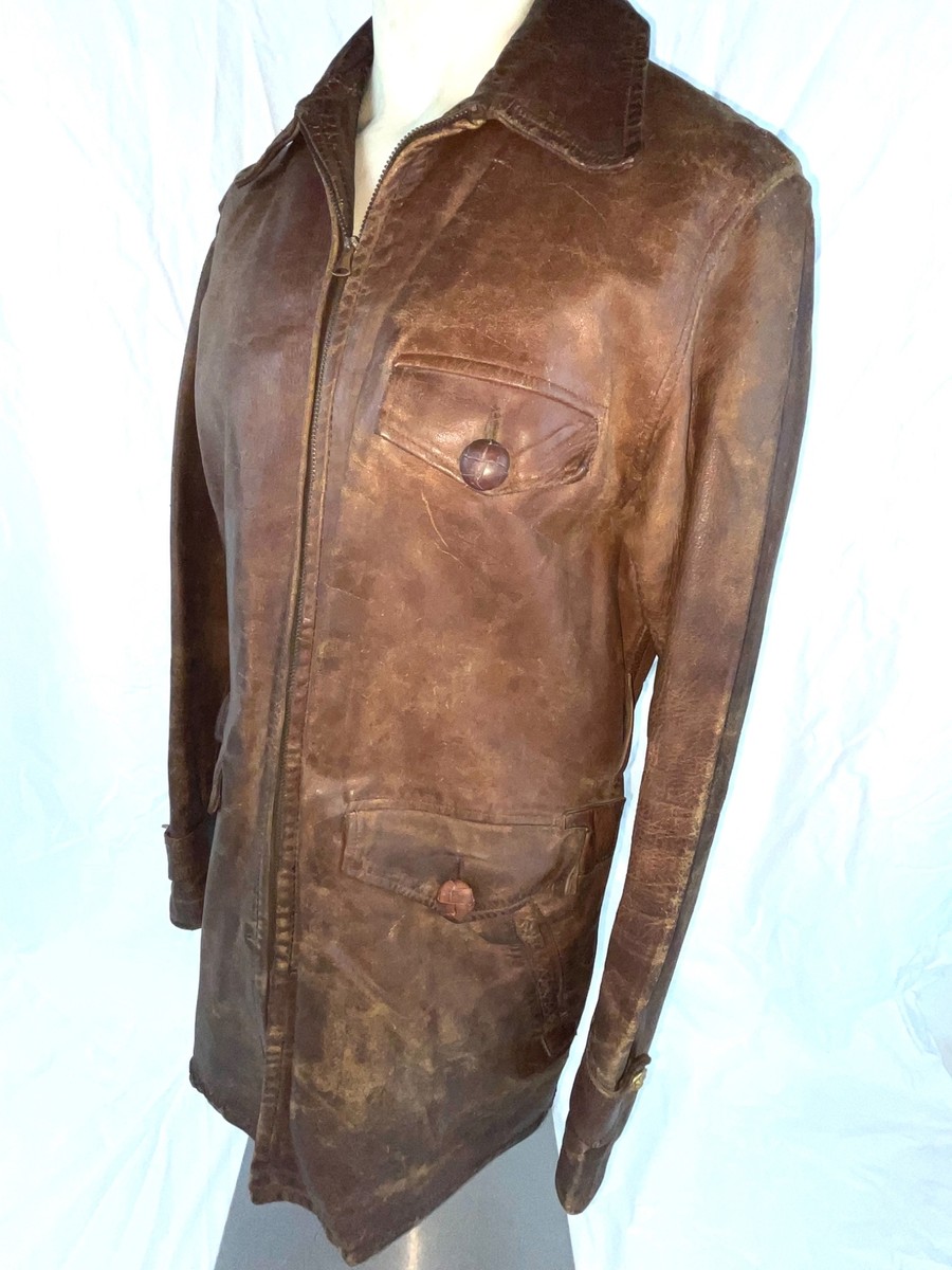 VTG 30S 40S MENS M BROWN SEARS HERCULES HORSEHIDE LEATHER