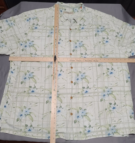 Tommy Bahama shirt Mens 3XT Floral 100% Silk checkered Big/Tall Relaxed fit - Picture 6 of 9