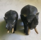 Pair of Vintage of Small Carved Elephants Black W/tusks — photo 3