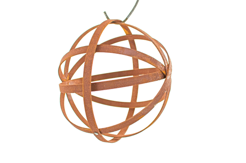 14'' Lawn Ornament Steel Garden Sphere Rusted Patina Finish Garden Sculpture - Picture 6 of 10