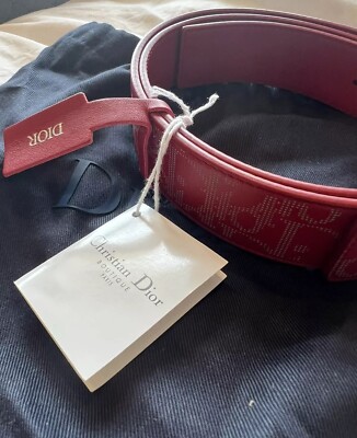 Dior 35mm オブリーク柄ベルト ギャラクシー レザー NEW W/TAGS* Dior Oblique Galaxy Reversible Red Belt Strap - 35MM