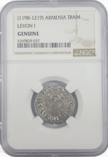 NGC GENUINE Silver Tram of King Levon I of Cilicia / Armenia - Third Crusade