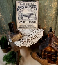 PRIMITIVE ANTIQUE VINTAGE DAIRY COW FARM PRINT ART SIGN ADVERTISE CANVAS 8 X 10