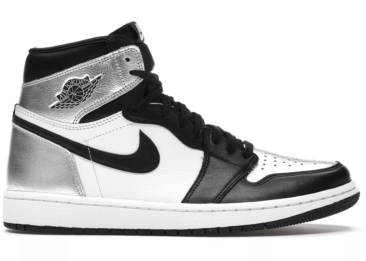 100 AUTHENTIC Nike Air Jordan 1 Retro High Silver Toe W Size 11W 9.5 Mens