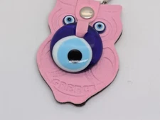 Greece Keychain Pink Owl and Evil Eye