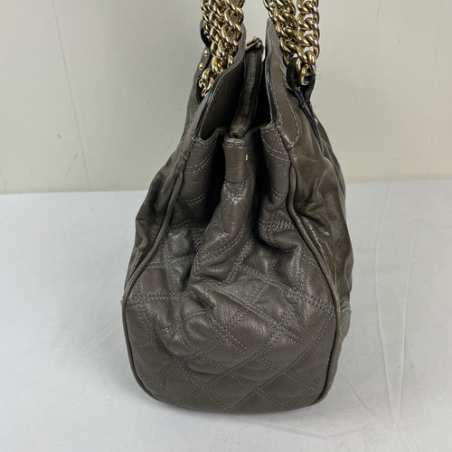 Marc Jacobs Quilted Ruched Leather Hand Bag Satchel Purse Chain Handles - Picture 6 of 16