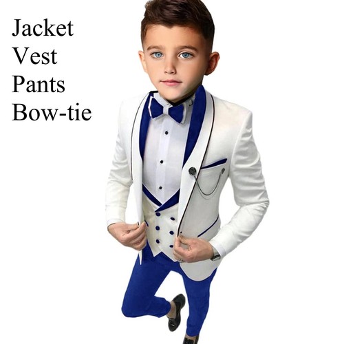 New Boy's Suit Set 3 Pieces Tuxedo for Formal Blazer Vest and Pants Kids Outfit - Picture 13 of 37