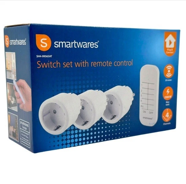 Smartwares 3 Funksteckdosen 1x Fernbedienung 2300W Reichweite 30m Funkschalter - Bild 3 von 3