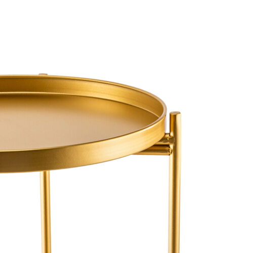 2 Tier Tray Metal End Table, Small Round Side Table Sofa Side Table Round Gold - Picture 9 of 14