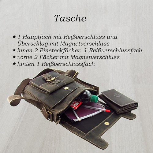 Lozano Schultertasche aus Büffelleder in Sattelleder Optik geöltes Leder - Picture 2 of 6