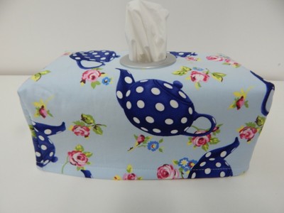 Great Gift! Tissue Box Cover Wedgewood Blue Floral with Circle Opening